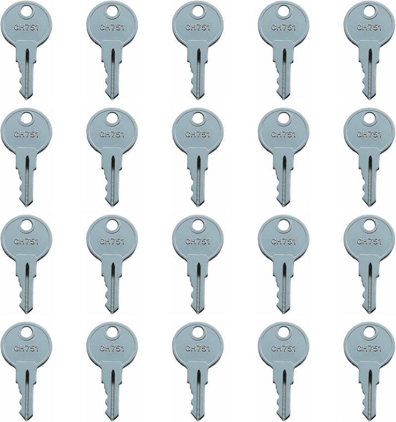 Recmod 20 Pcs CH751 751 751CH Key for RV Campers, Cabinets, Push Locks Door Hatch Locks Carts T-Handles Pickup Shells Tool Boxes Trash Laundry Chutes Sprinkler Controllers - Image 1